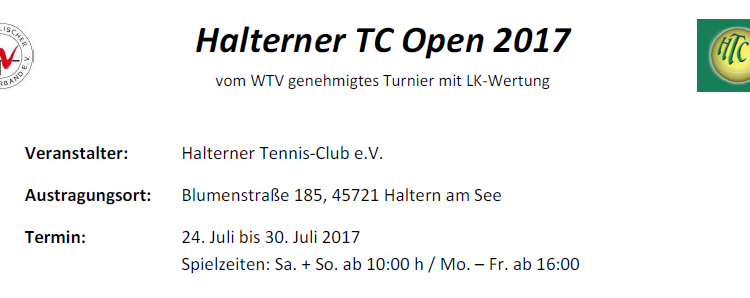 Ausschreibung zur Halterner TC Open 2017